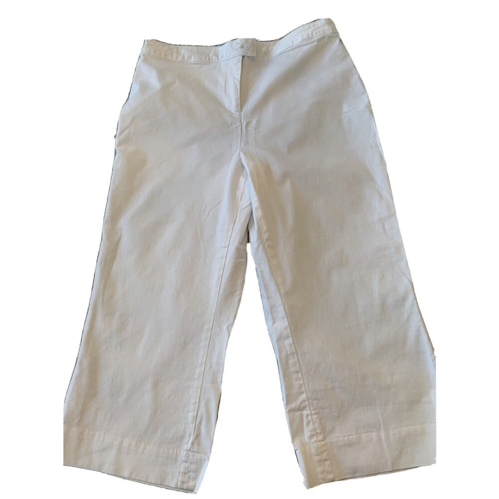 10 Coldwater Creek Women's White Stretch Dress Pants Crop Capri 20.5" Inseam